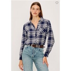 Rails Hunter Button Down Shirt Navy Blue Ivory Plaid - Medium / Orig $188